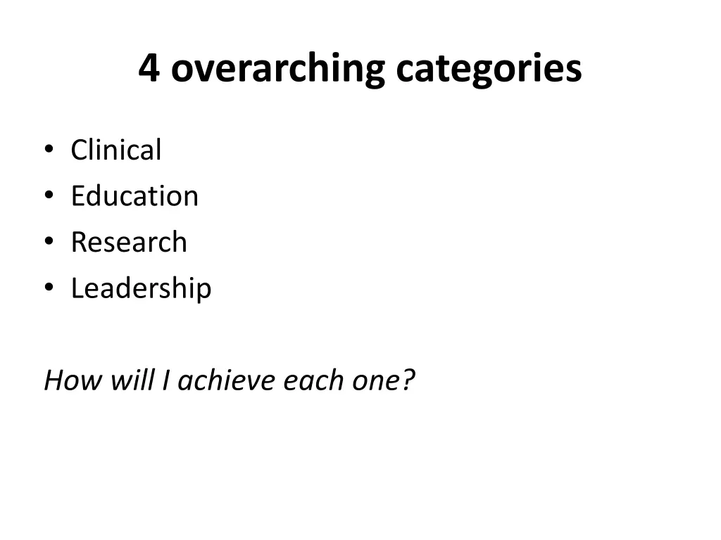 4 overarching categories