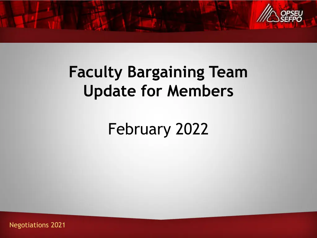 faculty bargaining team update for members