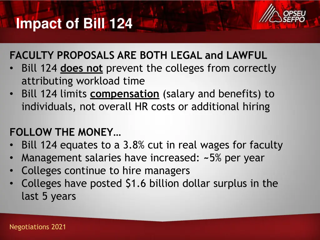 impact of bill 124