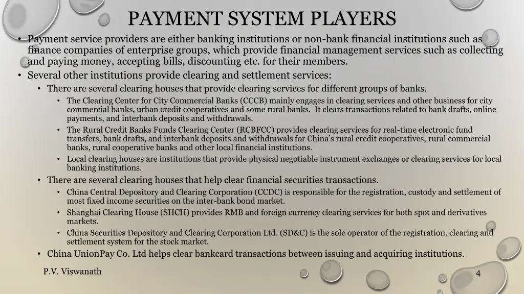 payment system players payment service providers