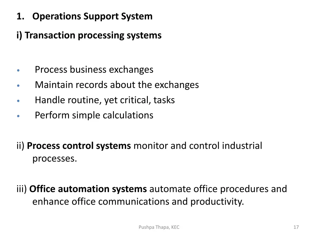 1 operations support system