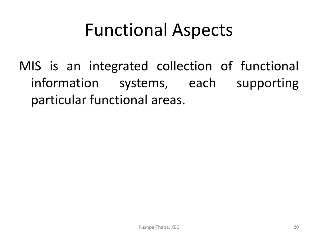 functional aspects