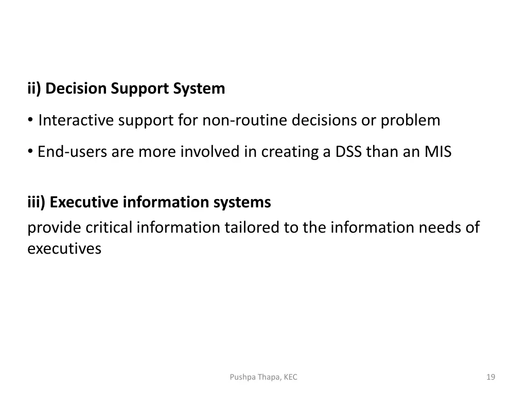 ii decision support system