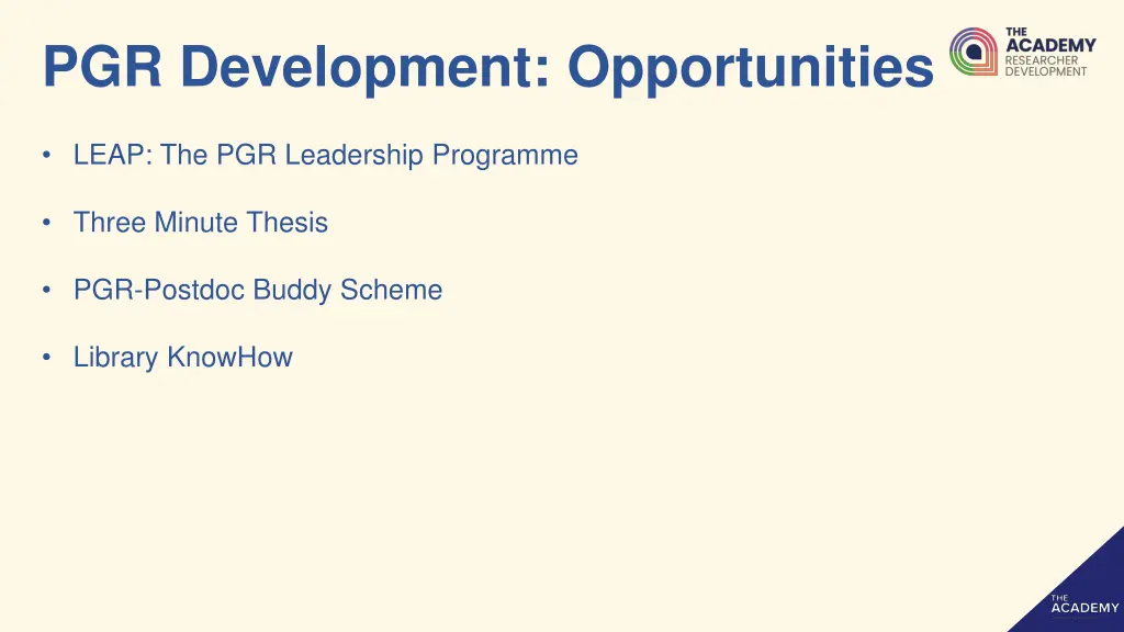 pgr development opportunities