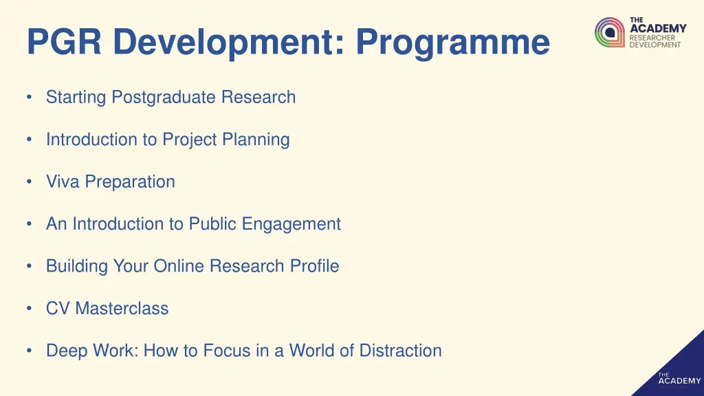 pgr development programme