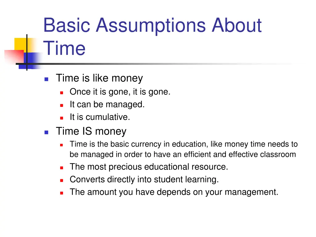 basic assumptions about time