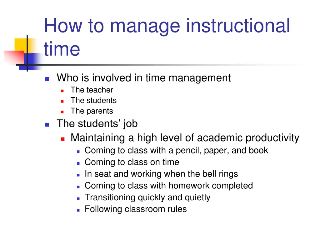 how to manage instructional time