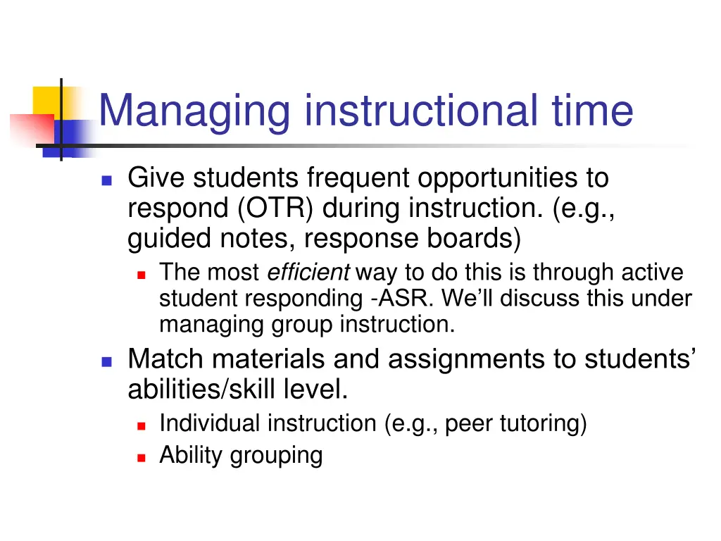 managing instructional time 1