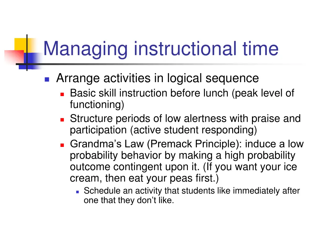 managing instructional time