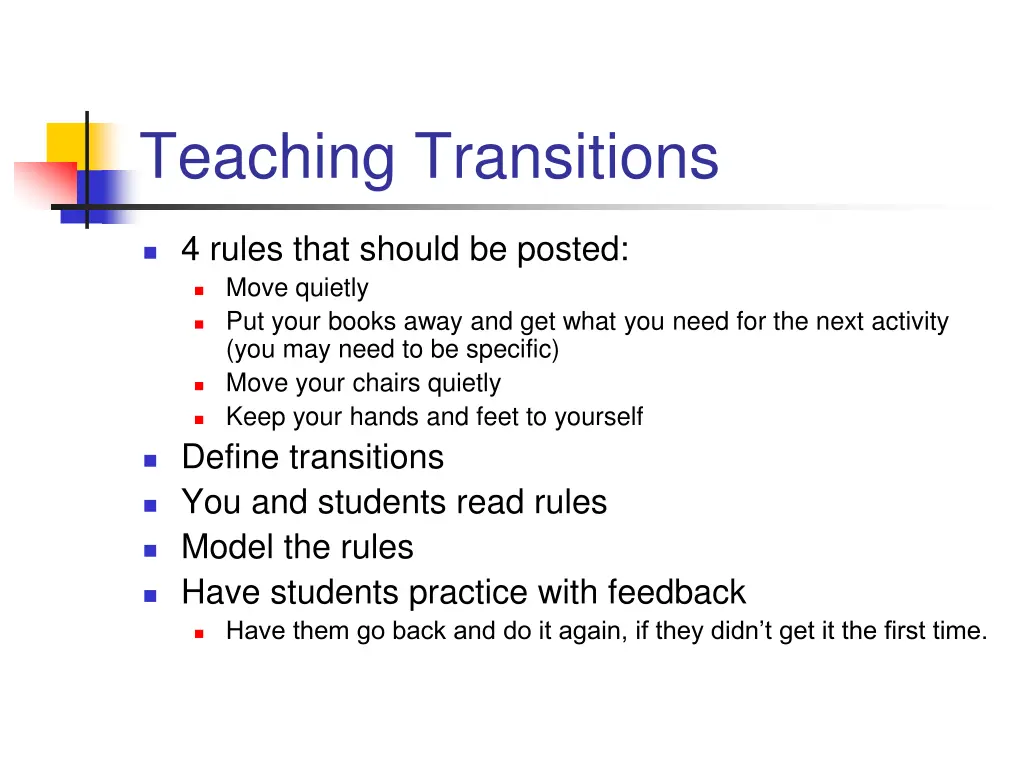 teaching transitions