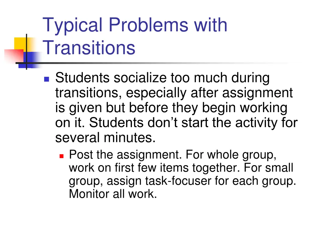 typical problems with transitions 1