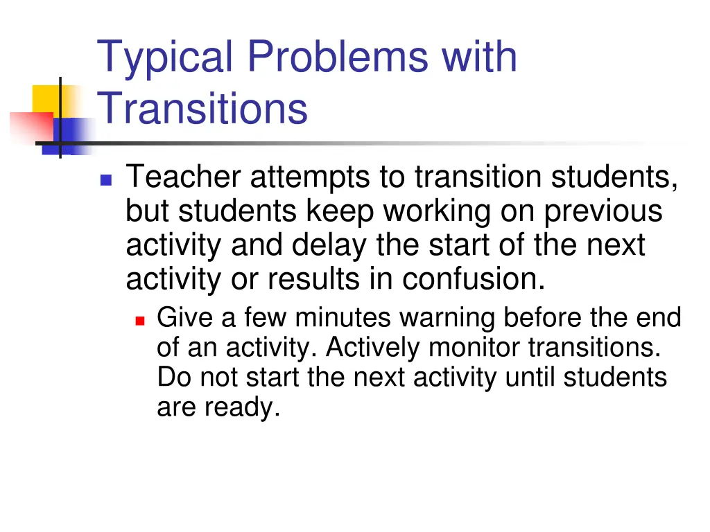 typical problems with transitions 2