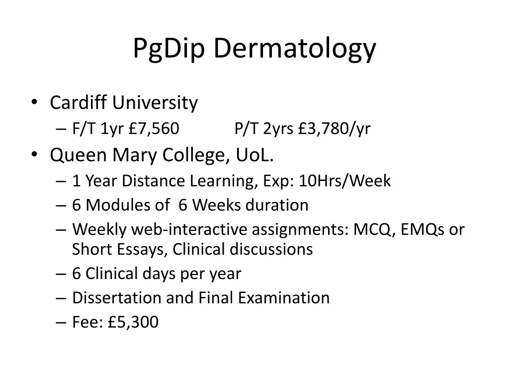 pgdip dermatology