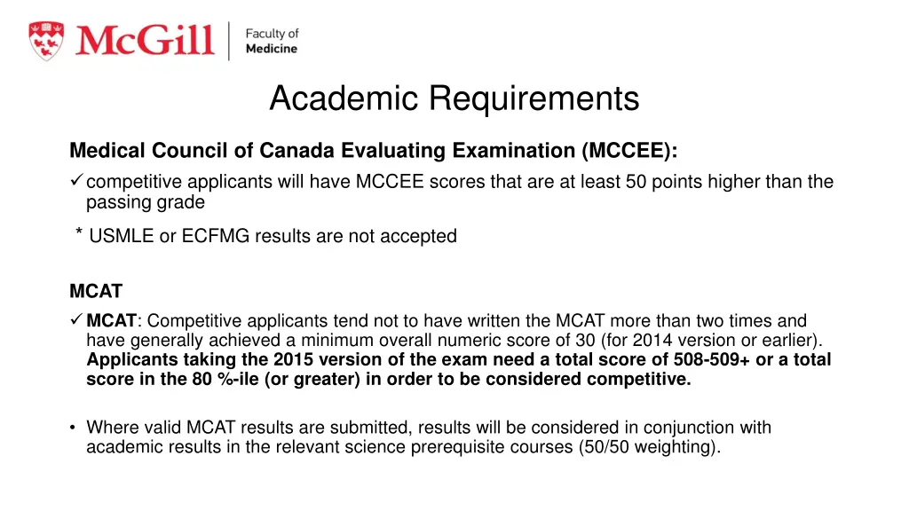 academic requirements