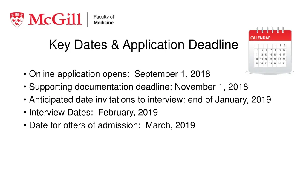 key dates application deadline