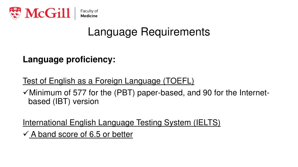 language requirements