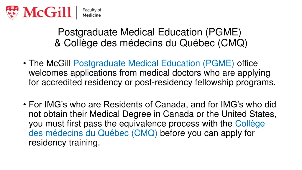 postgraduate medical education pgme coll