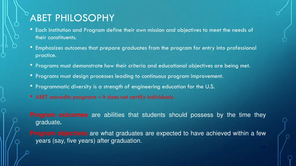 abet philosophy each institution and program