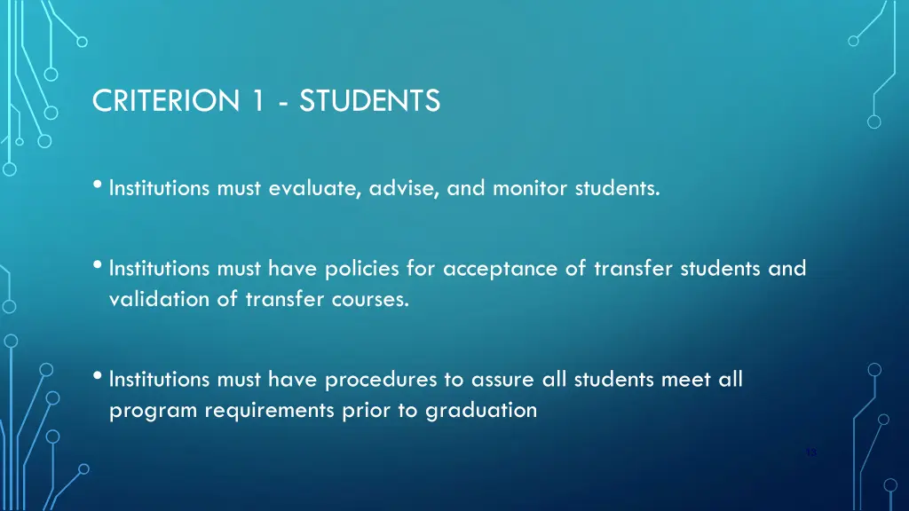 criterion 1 students