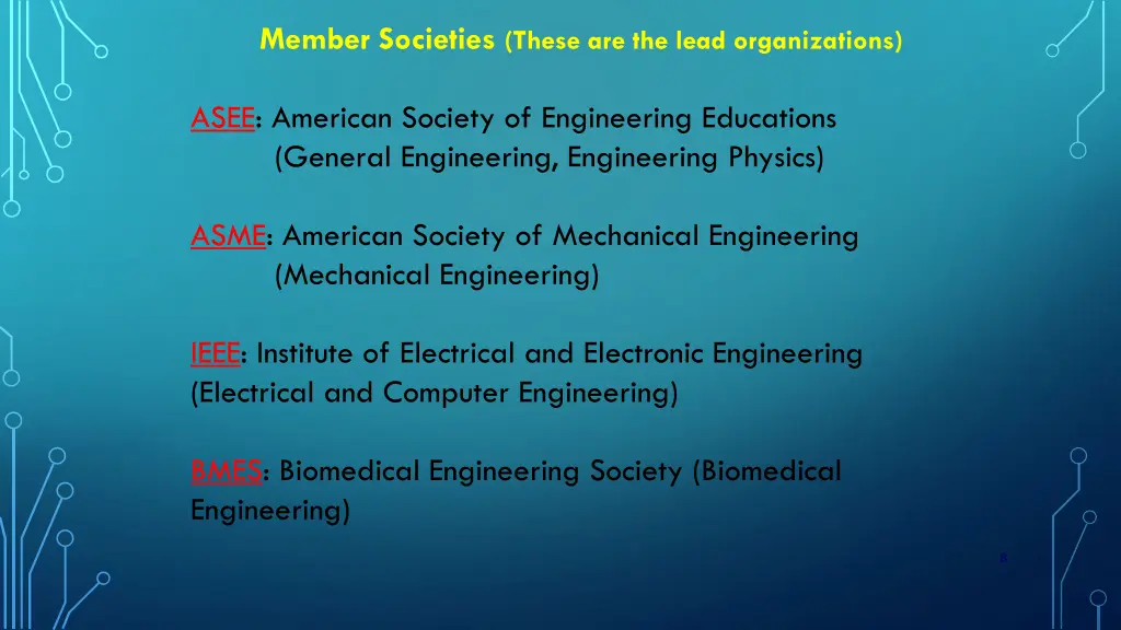 member societies these are the lead organizations