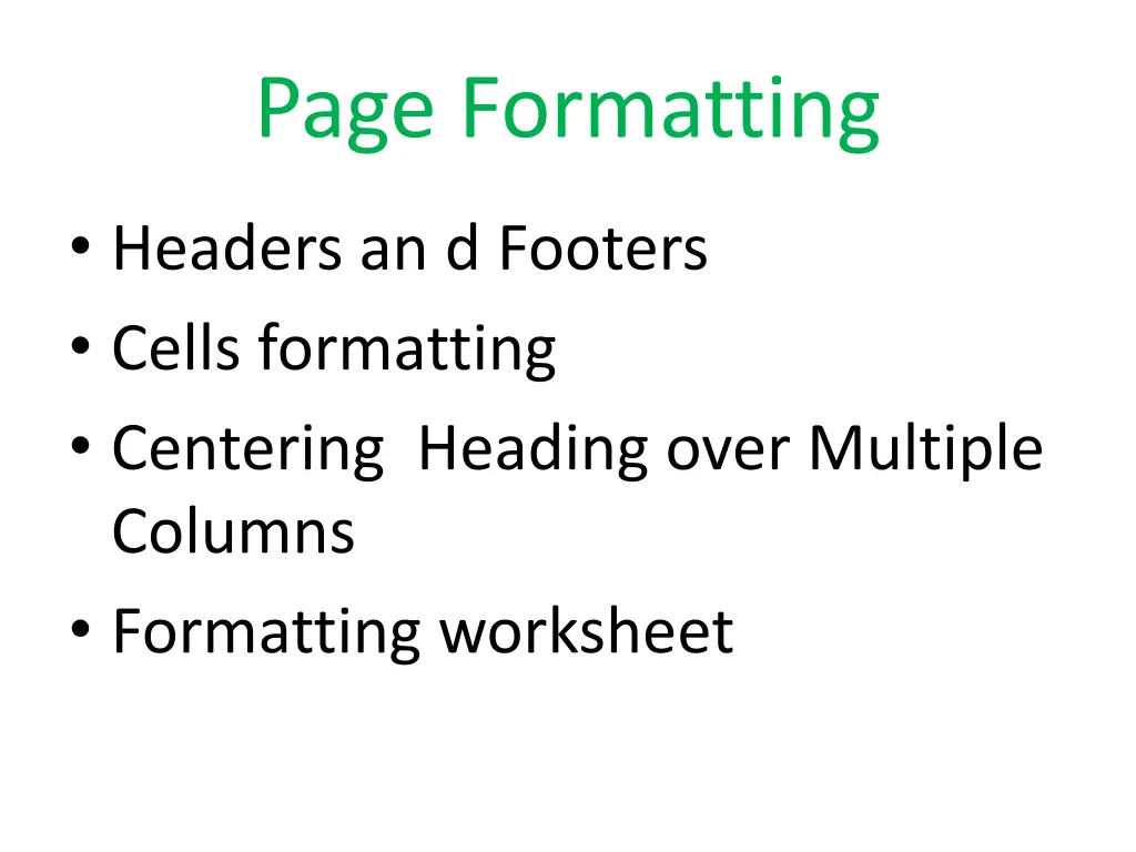 page formatting