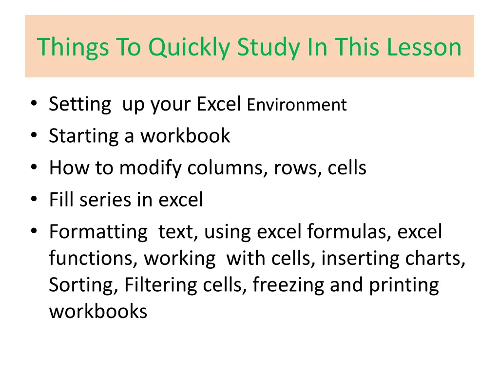 things to quickly study in this lesson