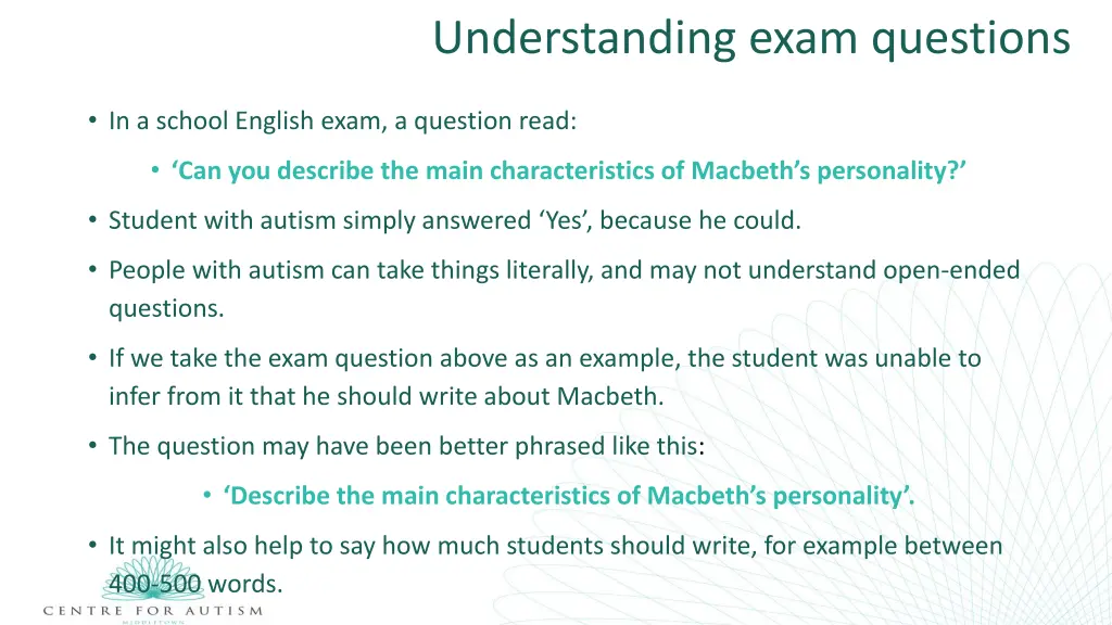 understanding exam questions
