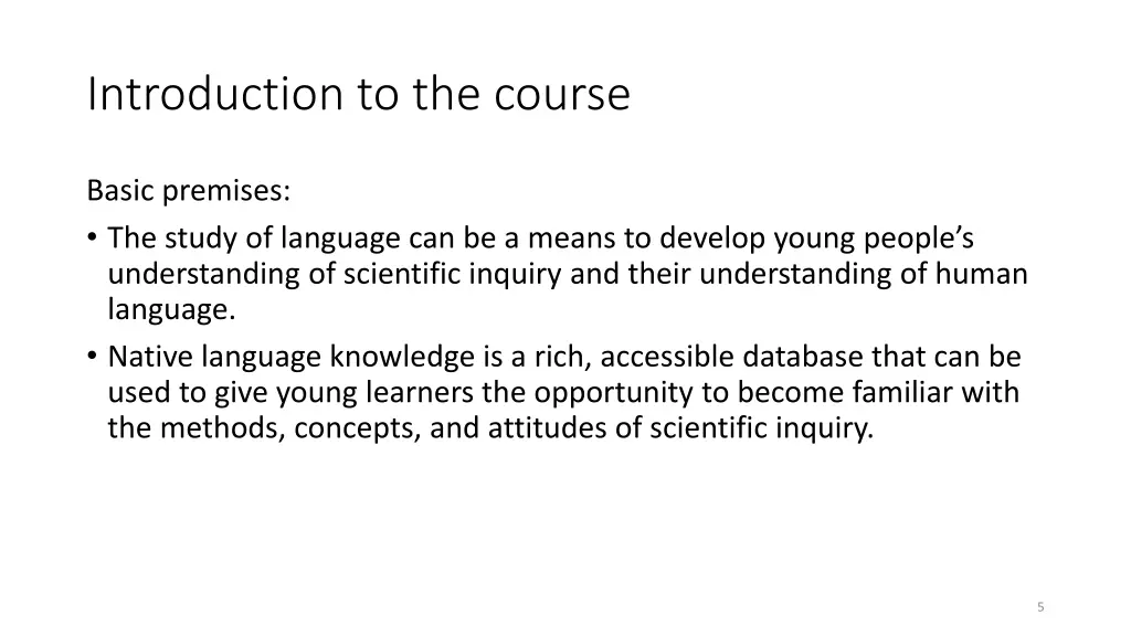 introduction to the course