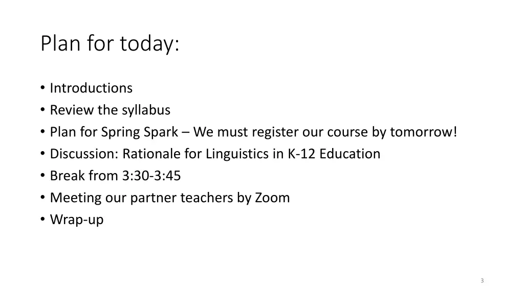 plan for today