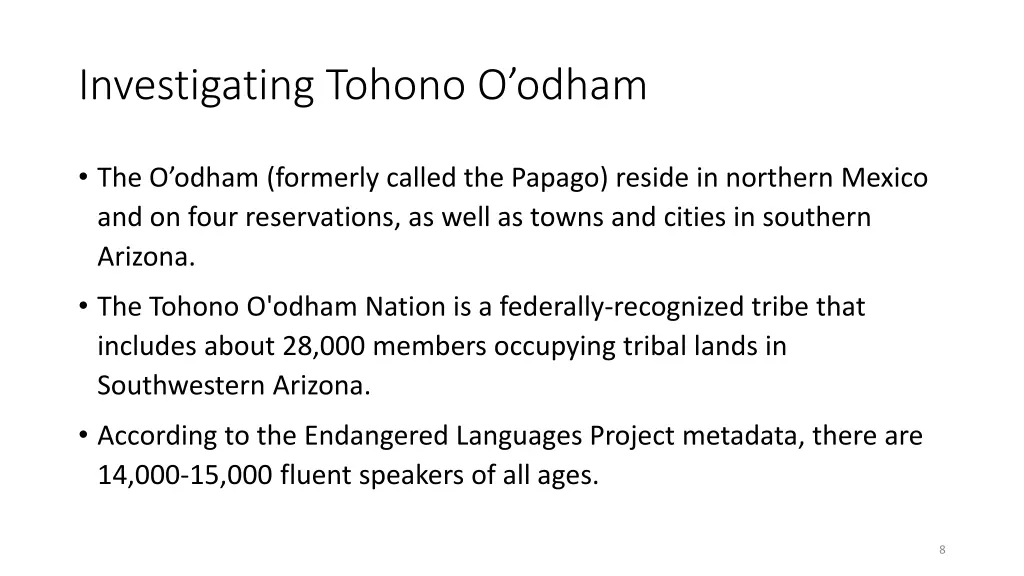 investigating tohono o odham
