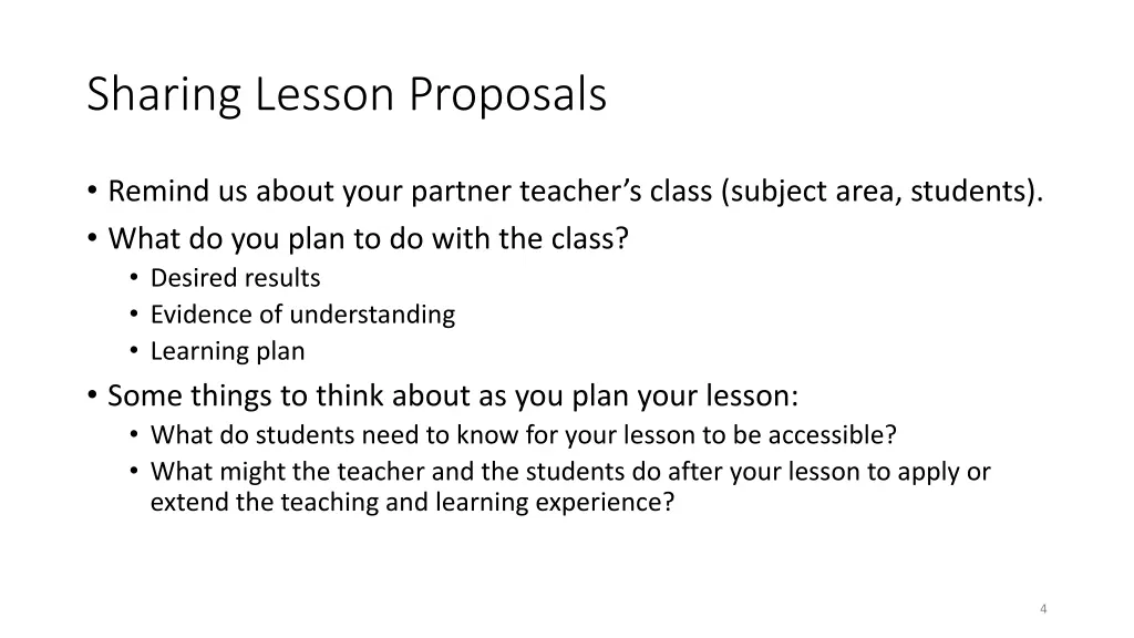 sharing lesson proposals