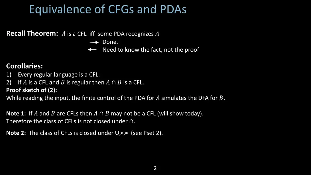 equivalence of cfgs and pdas