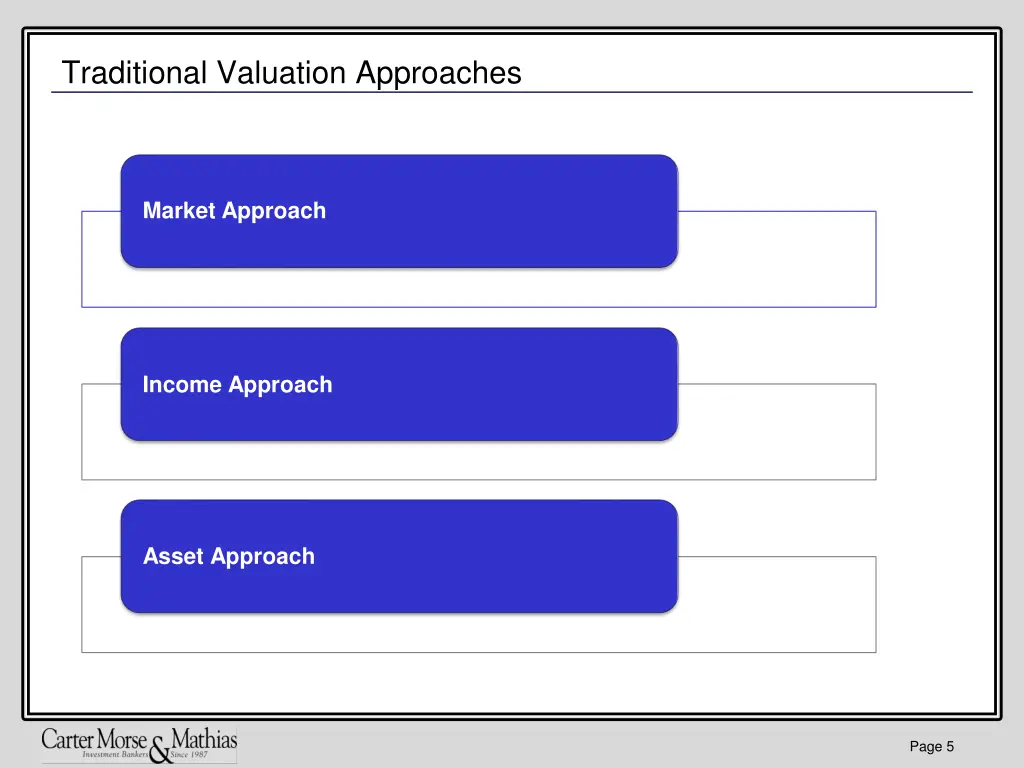 traditional valuation approaches
