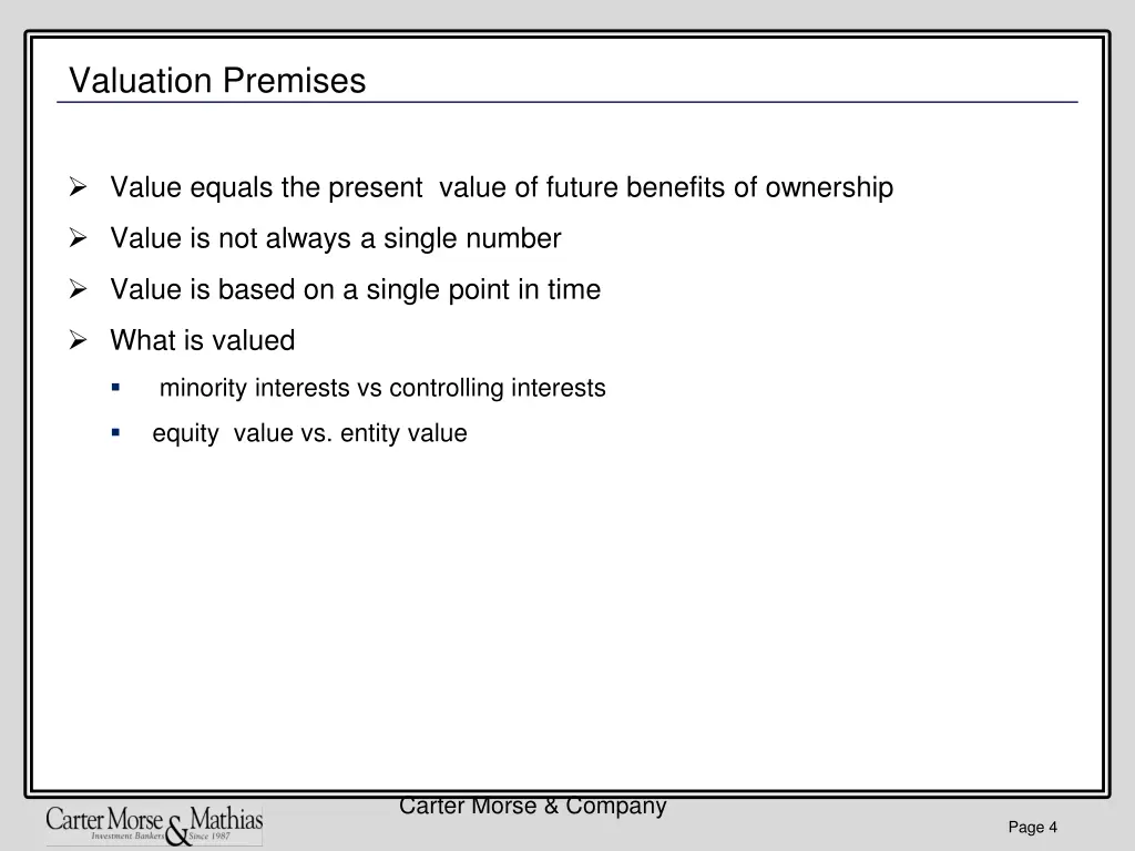 valuation premises