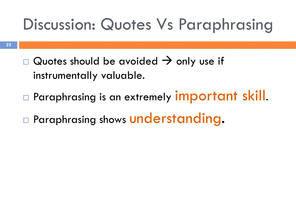 discussion quotes vs paraphrasing