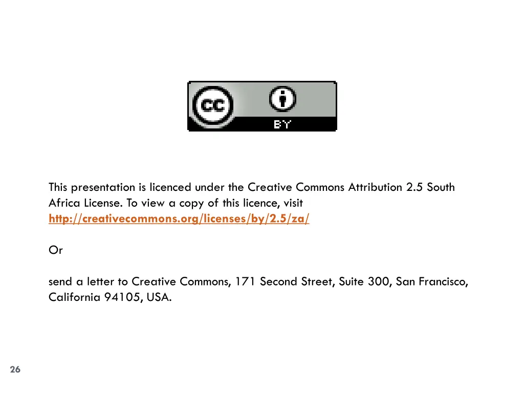 this presentation is licenced under the creative
