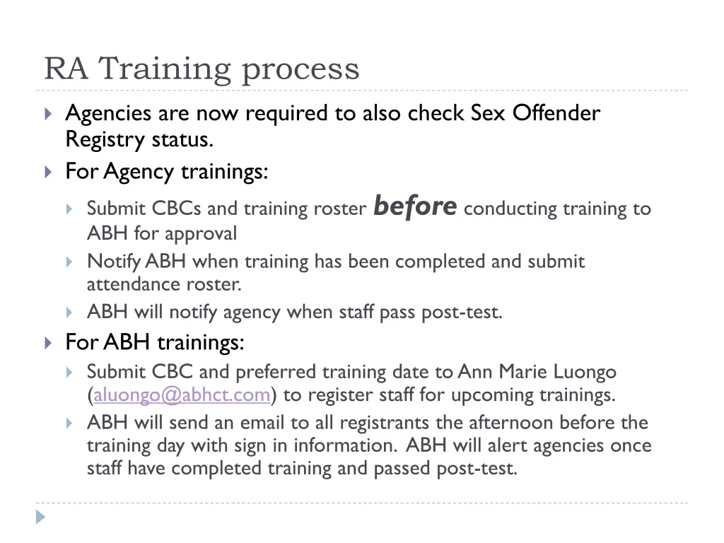ra training process