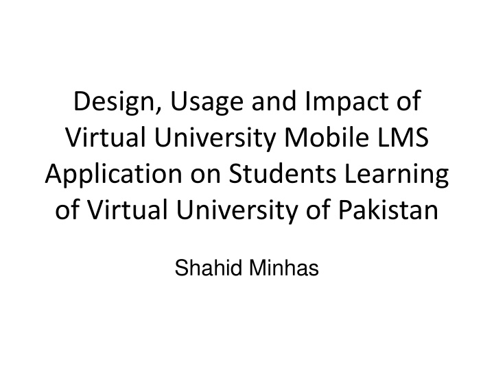design usage and impact of virtual university