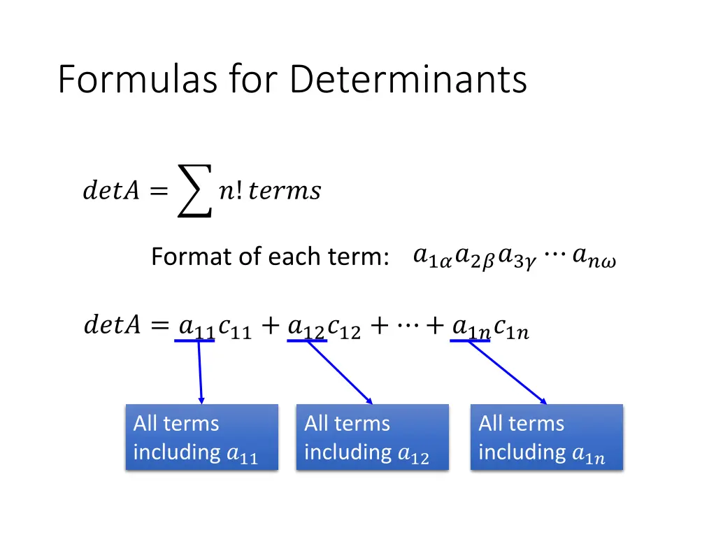 formulas for determinants