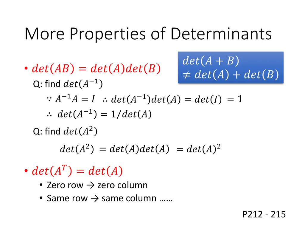 more properties of determinants