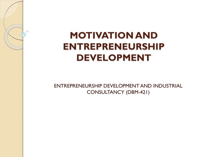 motivation and entrepreneurship development