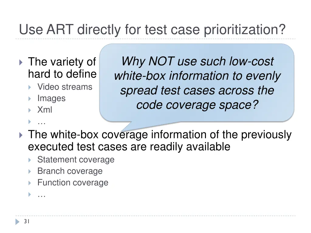 use art directly for test case prioritization 1