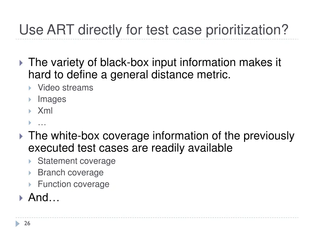 use art directly for test case prioritization