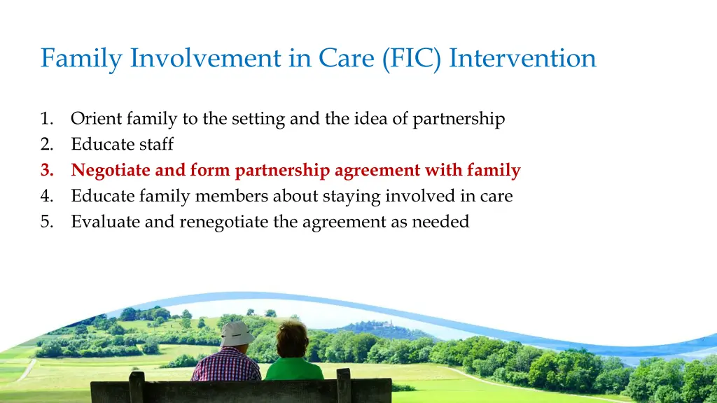 family involvement in care fic intervention