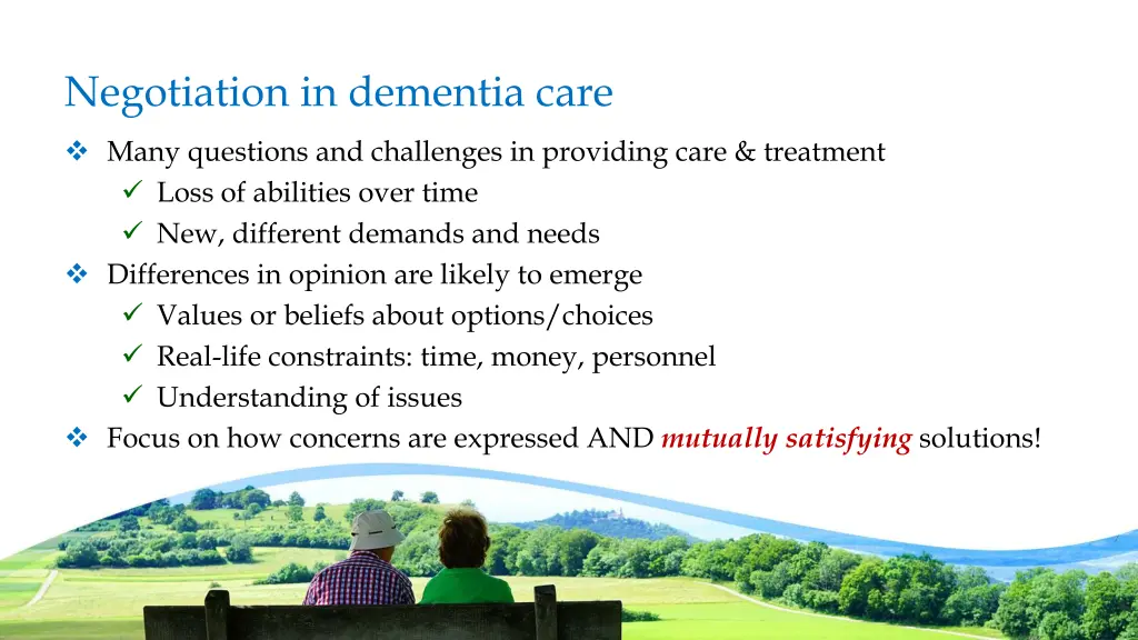 negotiation in dementia care