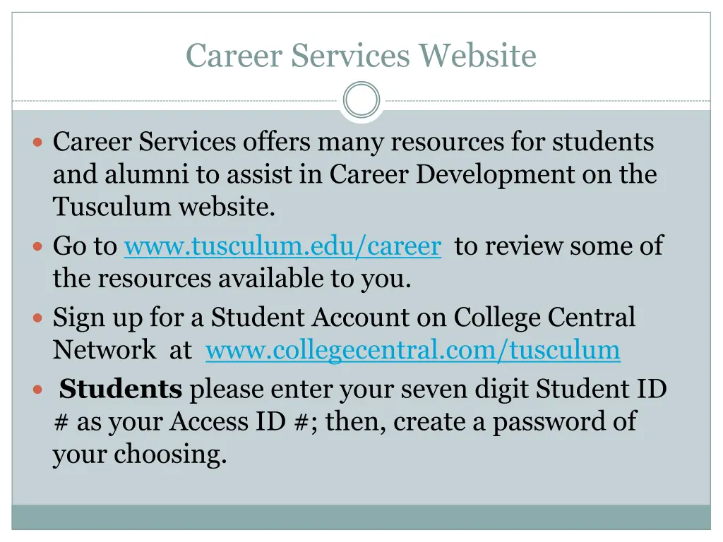 career services website