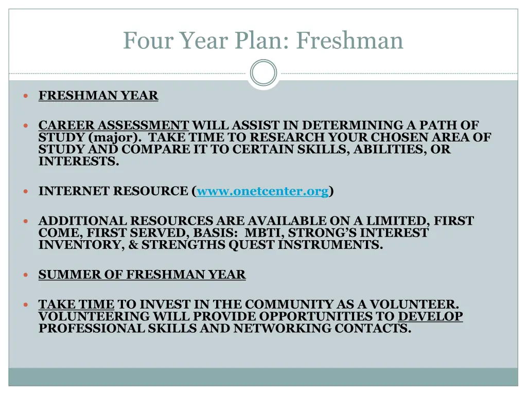 four year plan freshman