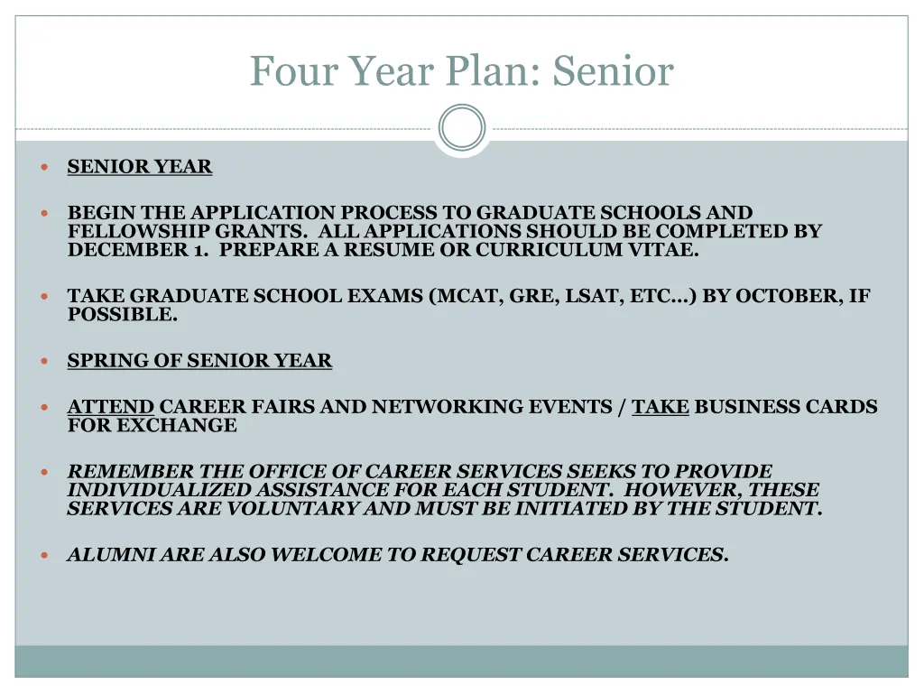 four year plan senior