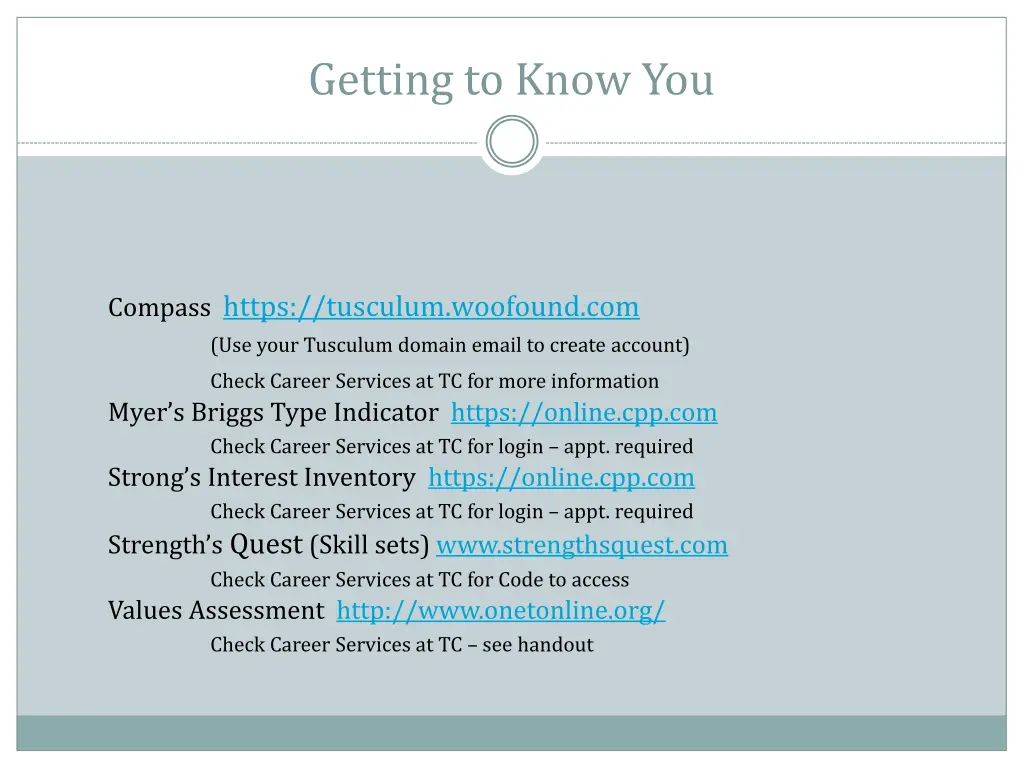 getting to know you