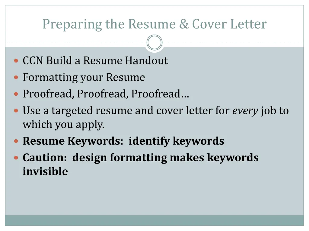 preparing the resume cover lett er